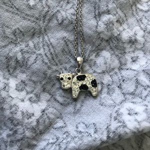 White Cubic Zirconia sterling silver cow necklace
